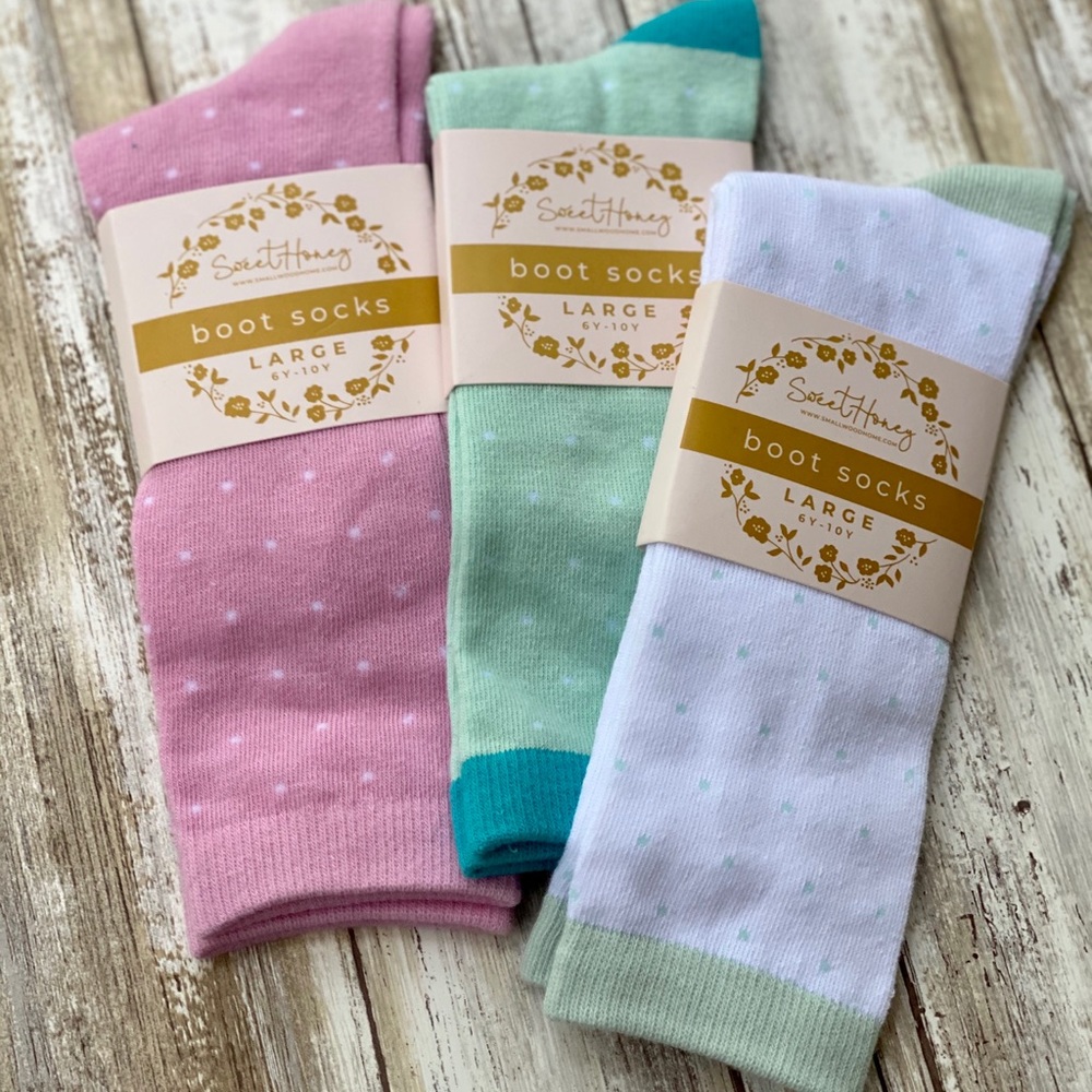 NWT 3 Pairs SweetHoney Polka Dot Boot Socks